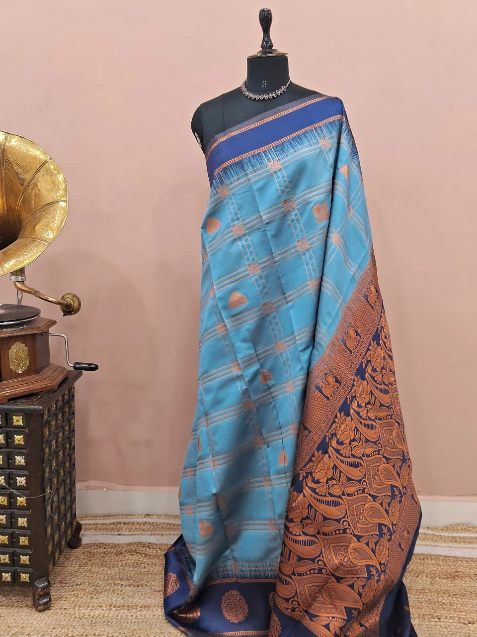 Sky Blue Pure Kanchi Silk Saree 