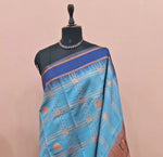 Sky Blue Pure Kanchi Silk Saree  1