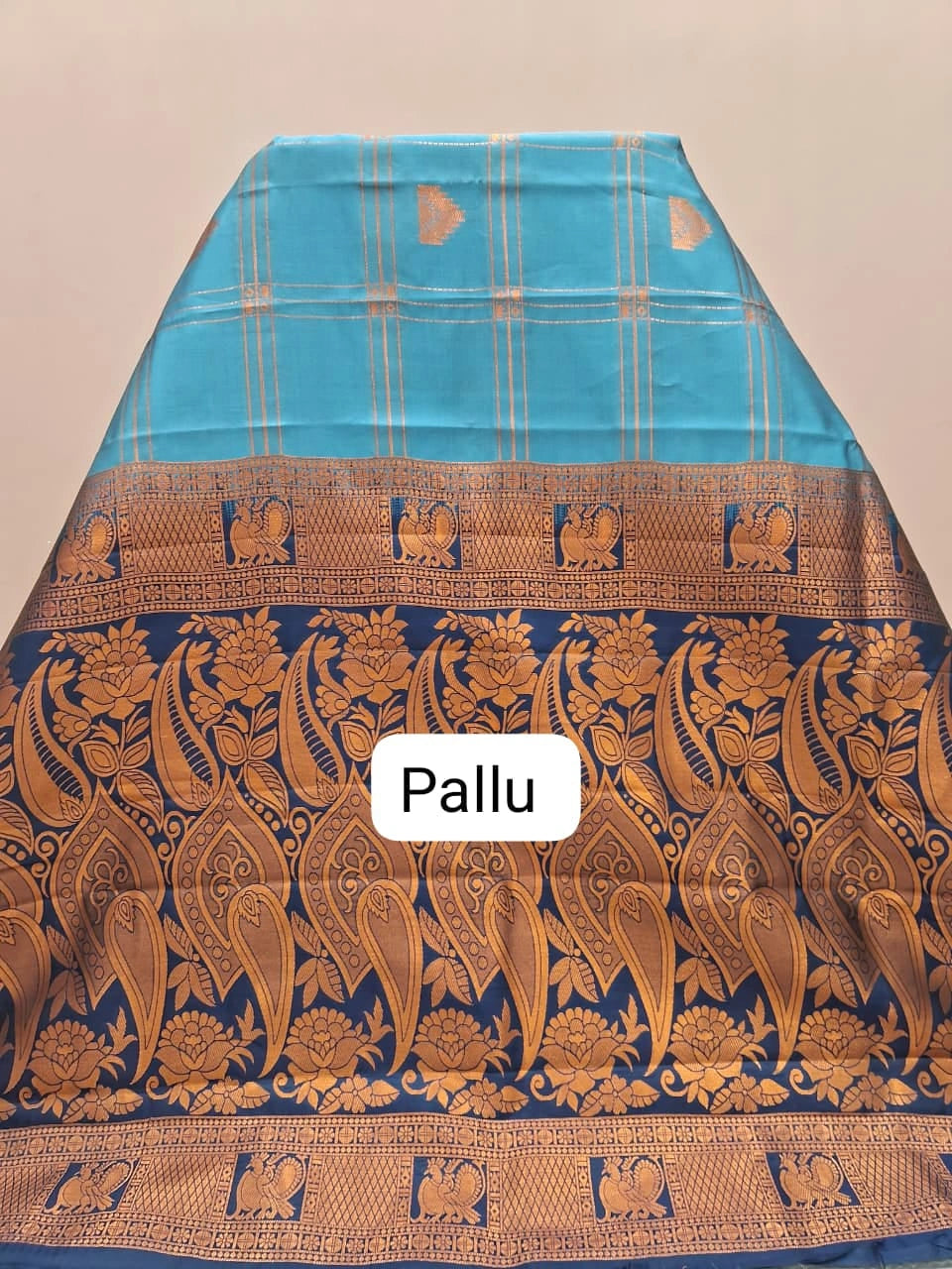 Sky Blue Pure Kanchi Silk Saree  Pallu