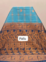 Sky Blue Pure Kanchi Silk Saree  Pallu