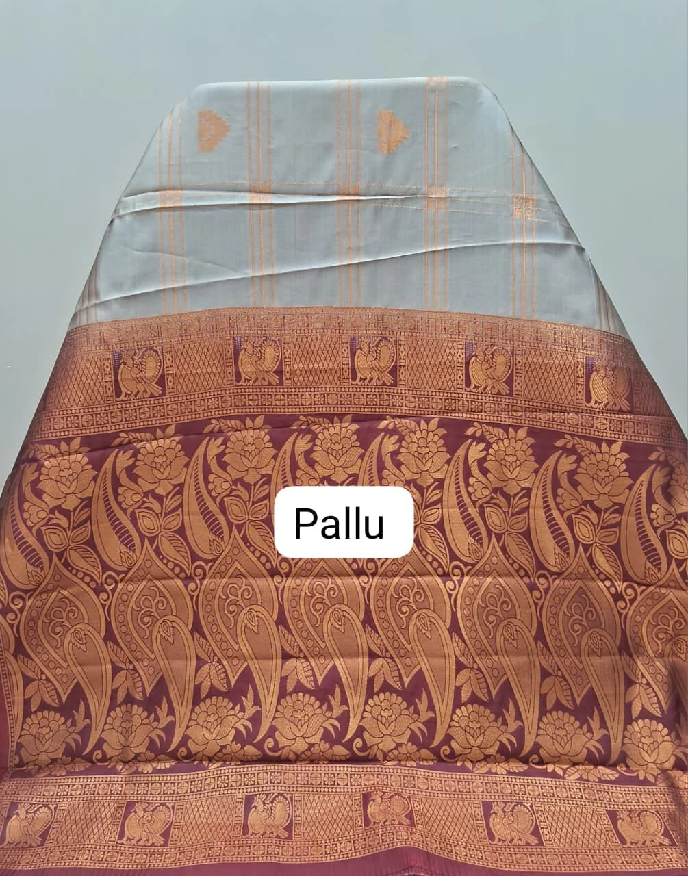 Beige Pure Kanchi Silk Saree Blouse