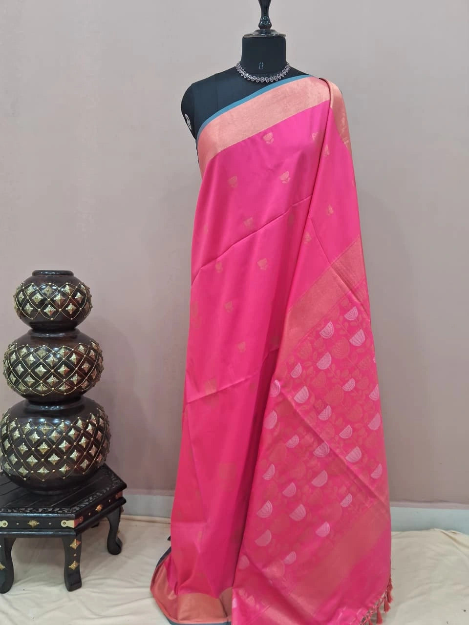 Pink Kanchi Semi Silk Saree 