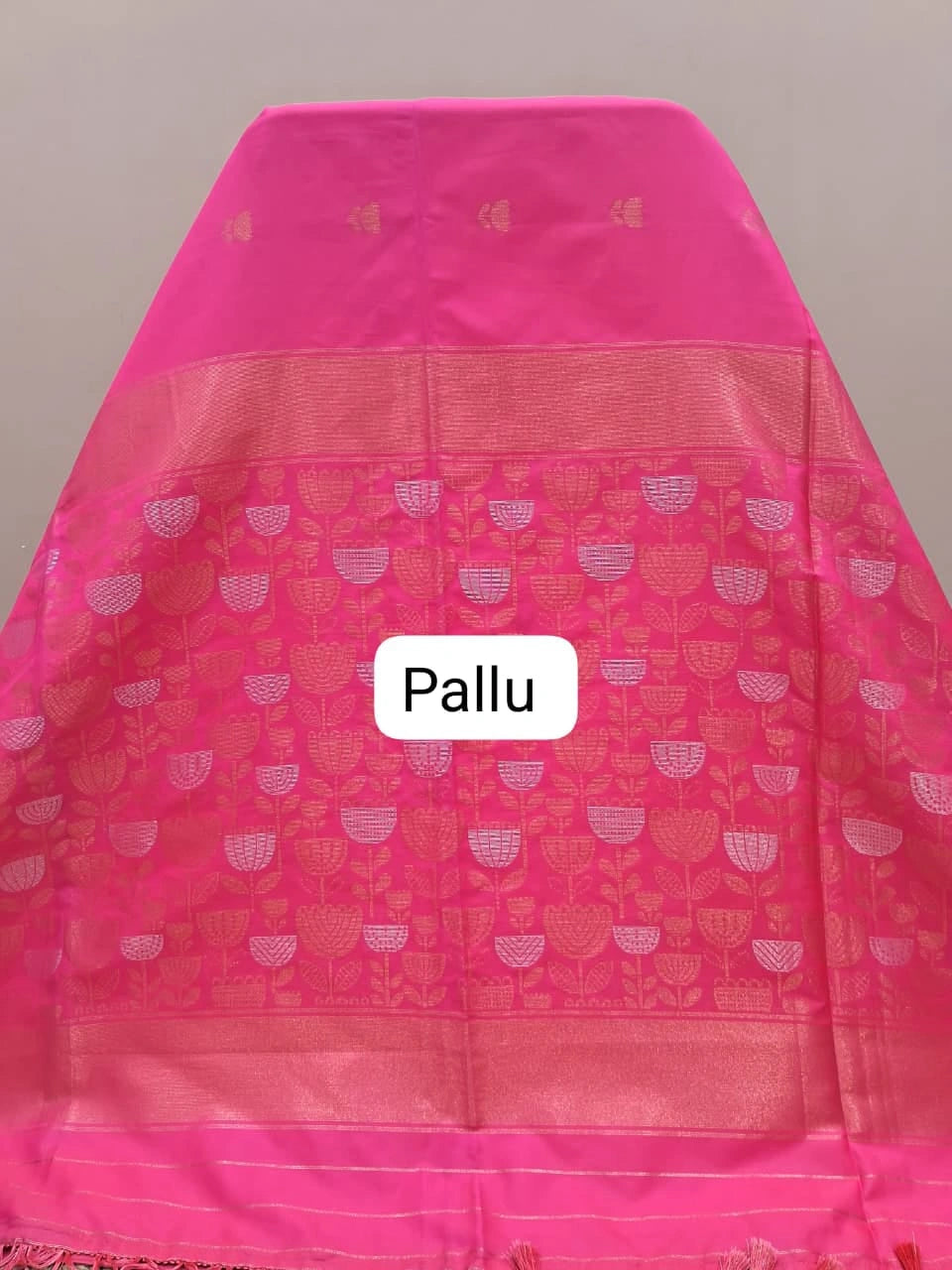 Pink Kanchi Semi Silk Saree pallu