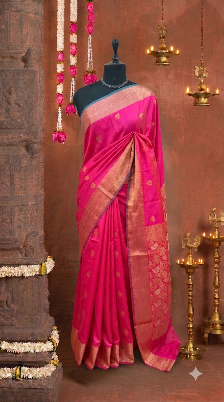 Pink Kanchi Semi Silk Saree 