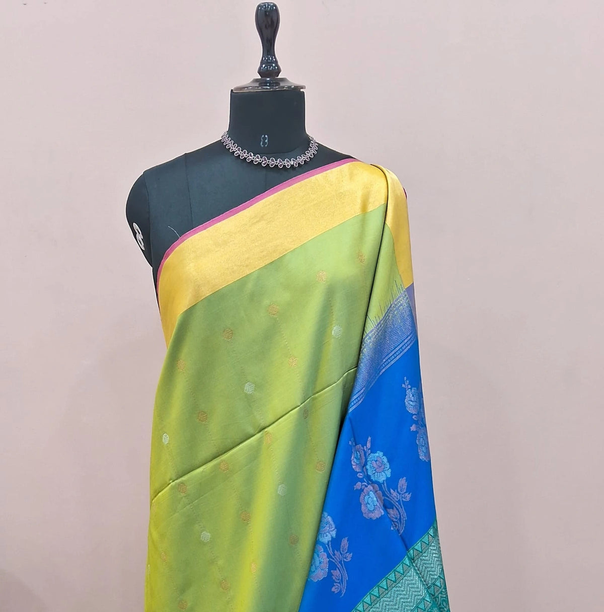 Light Green Kanchi Semi Silk Saree 1