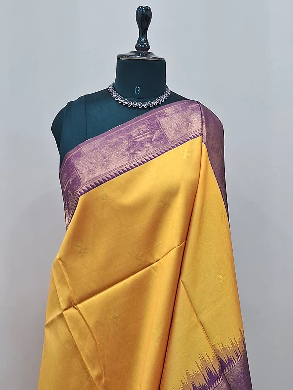 Mustard Yellow Chanderi Pattu Saree 1