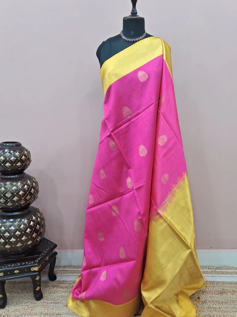 Pink Chanderi Pattu Saree 