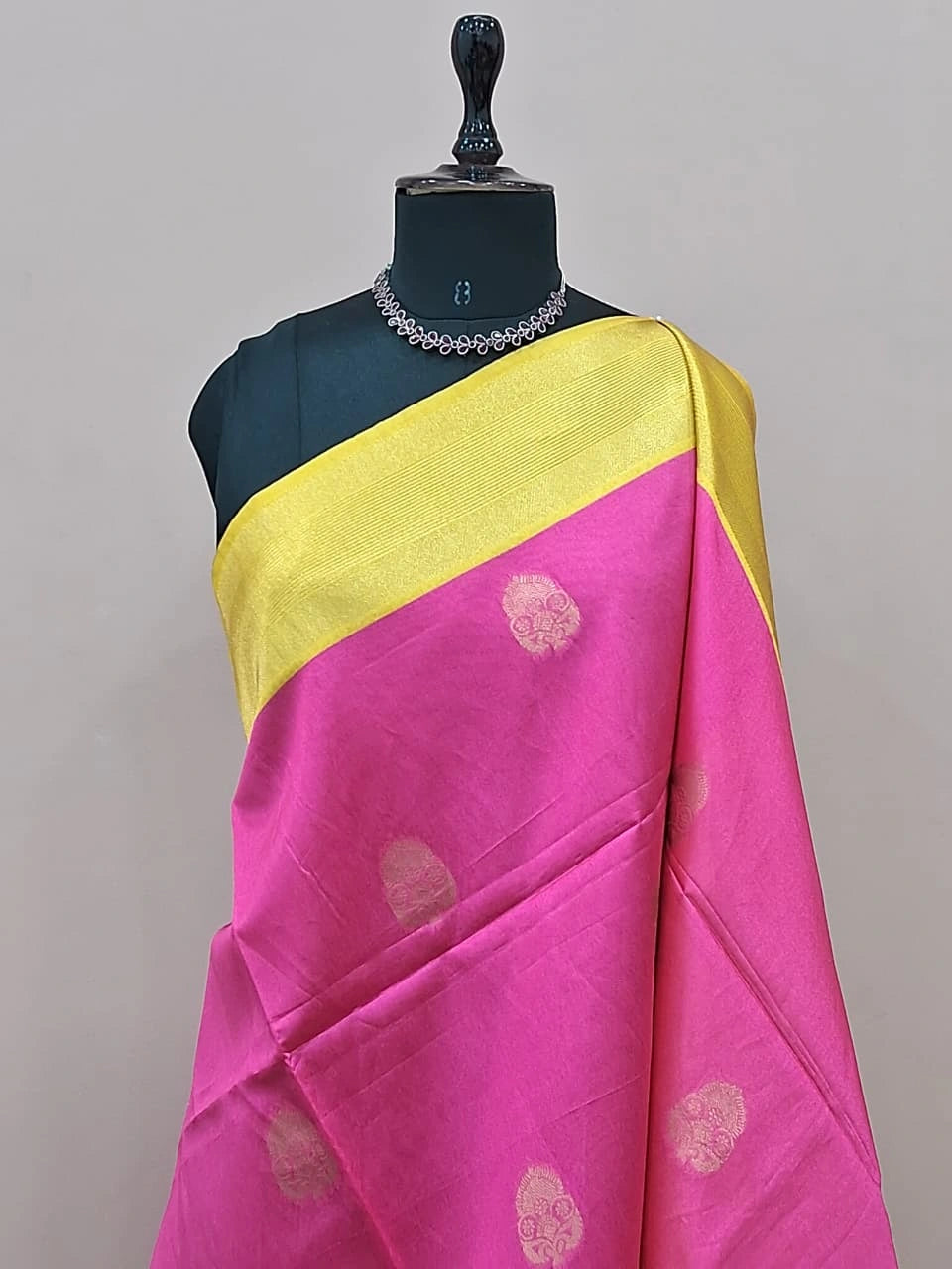 Pink Chanderi Pattu Saree 1