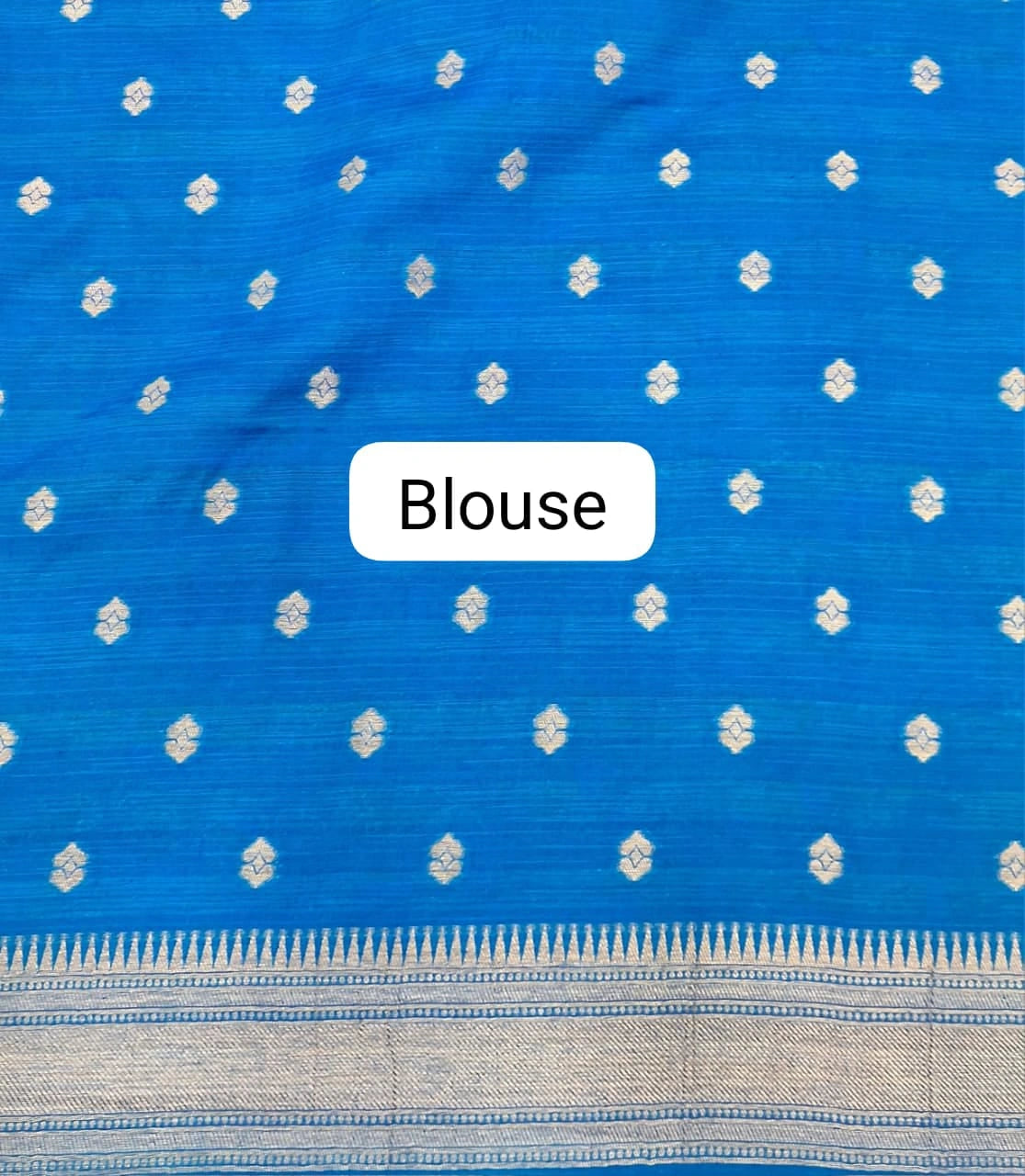 Blue Pure Banarasi Dola Silk Saree blouse