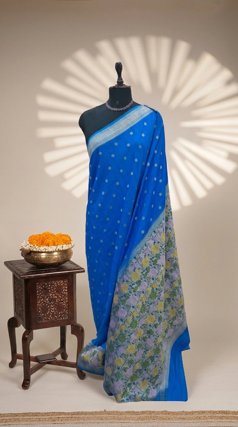 Blue Pure Banarasi Dola Silk Saree 