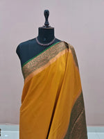 Yellow Plain Crepe Silk Saree 1