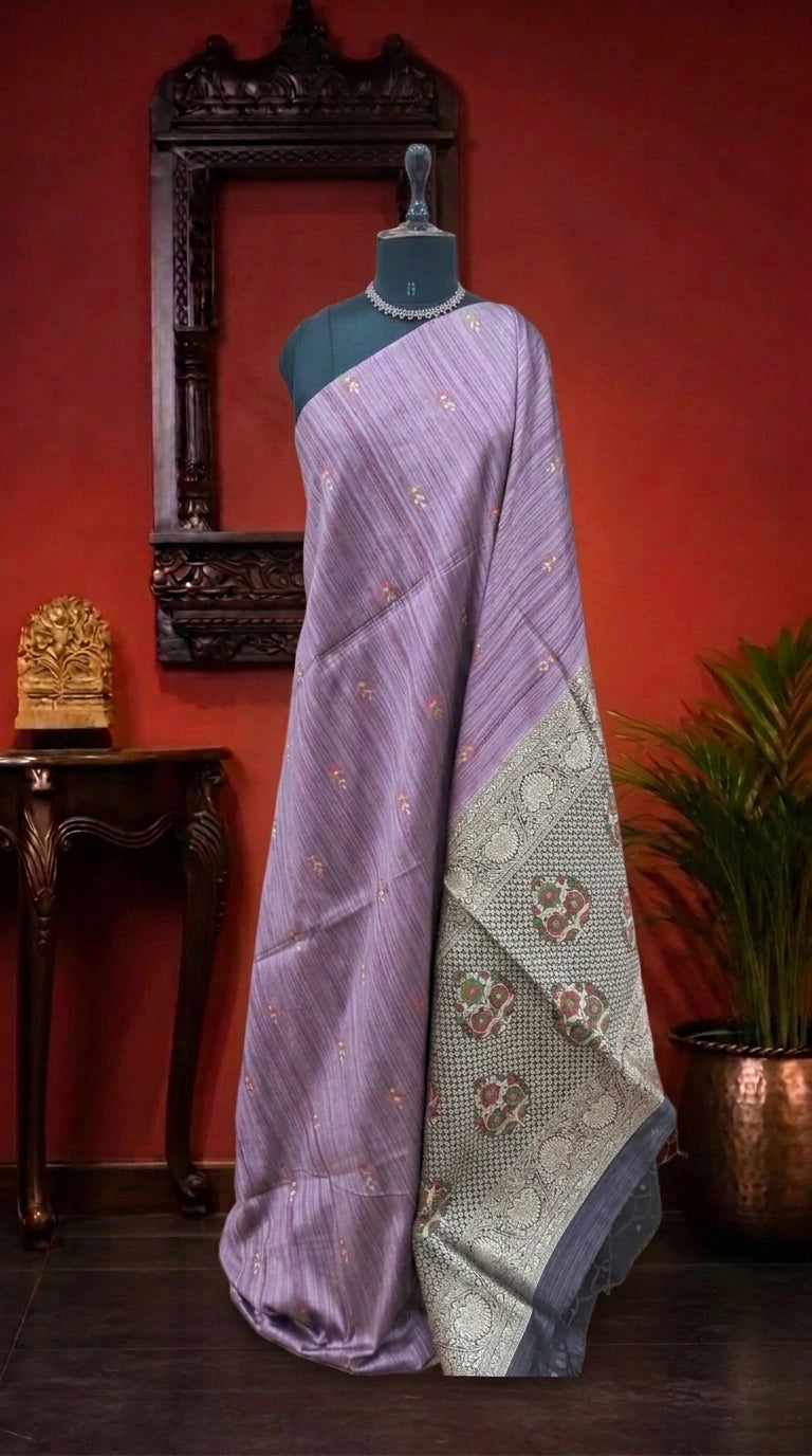 Onion Pink Dupion Silk Saree 