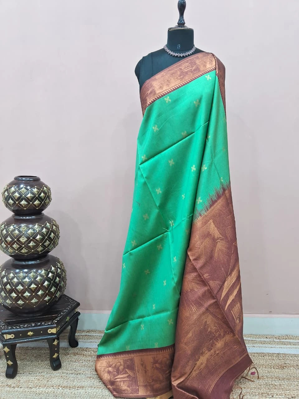 Rama Green Chanderi Pattu Saree