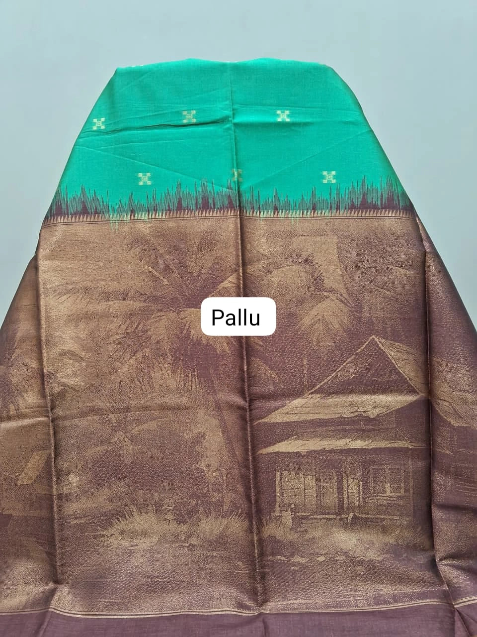 Rama Green Chanderi Pattu Saree Pallu