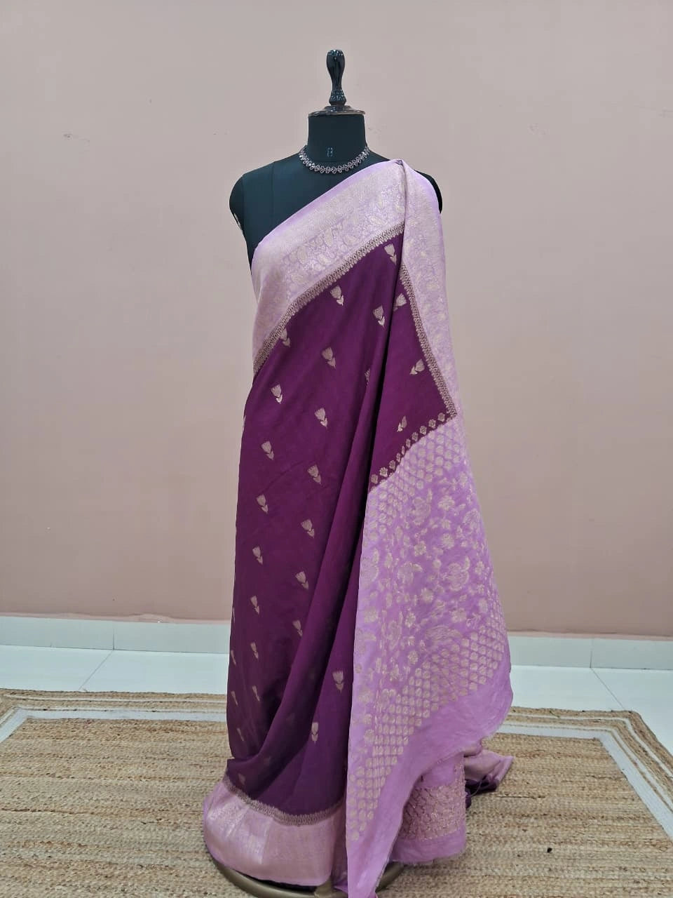 Purple Pure Banarasi Dola Silk Saree 