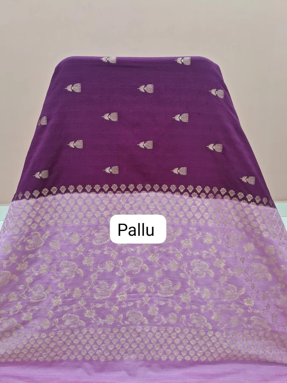 Purple Pure Banarasi Dola Silk Saree pallu