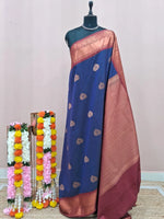 Navy Blue Kanchi Semi Silk Saree 