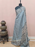Light Metal Grey Tussar Saree