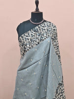 Light Metal Grey Tussar Saree 1