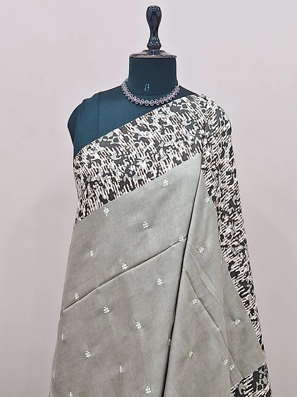 Light Beige Tussar Saree  1
