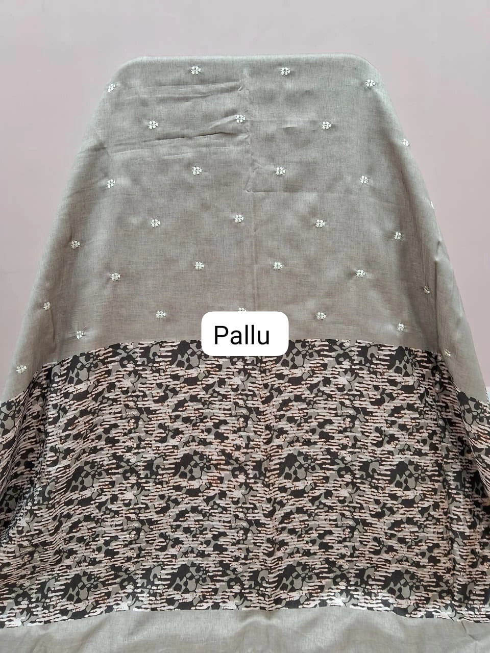 Light Beige Tussar Saree  Pallu