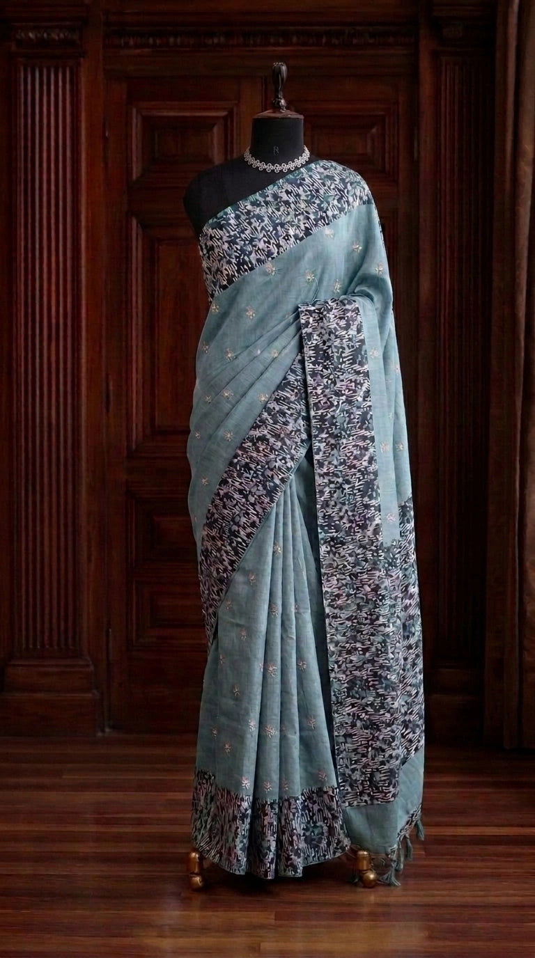 Metal Grey Tussar Saree 