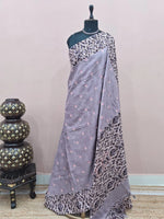 Lavender Grey Tussar Saree