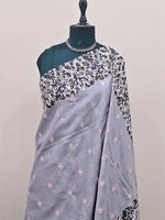 Lavender Grey Tussar Saree 1