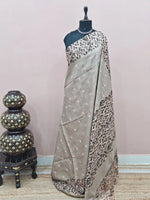 Beige Tussar Saree