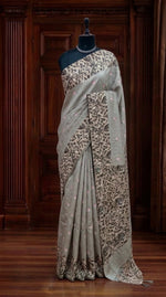 Beige Tussar Saree