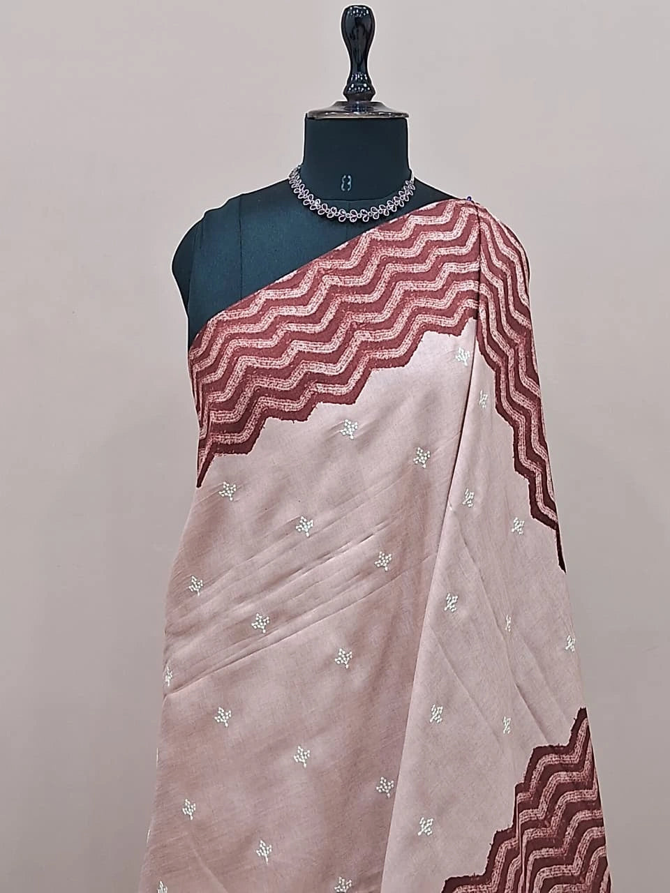 Blush Pink Tussar Saree 1