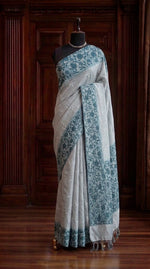 Baby Blue Tussar Saree