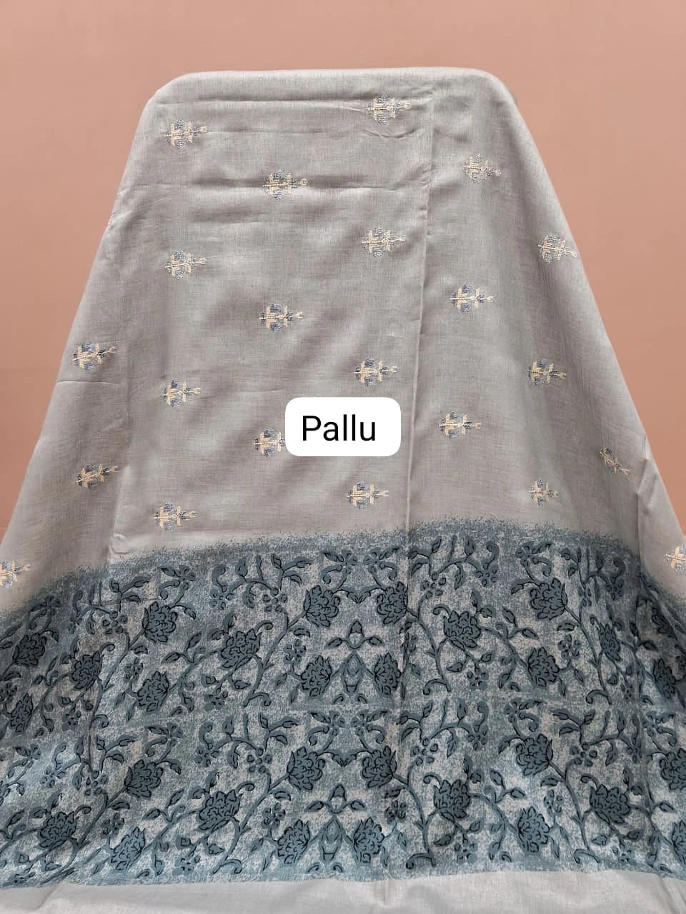 Baby Blue Tussar Saree Pallu