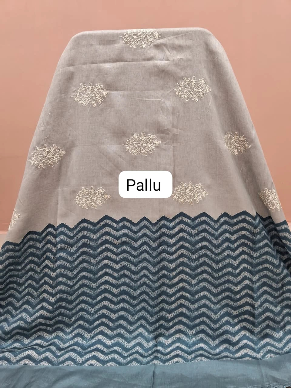 Light Sky Blue Tussar Saree pallu