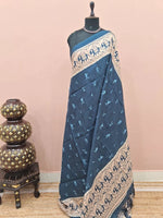 Dark Navy Blue Tussar Saree