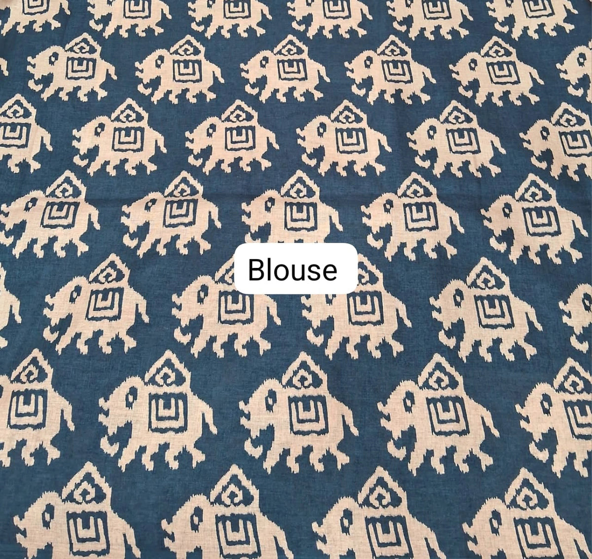 Dark Navy Blue Tussar Saree Blouse