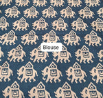 Dark Navy Blue Tussar Saree Blouse