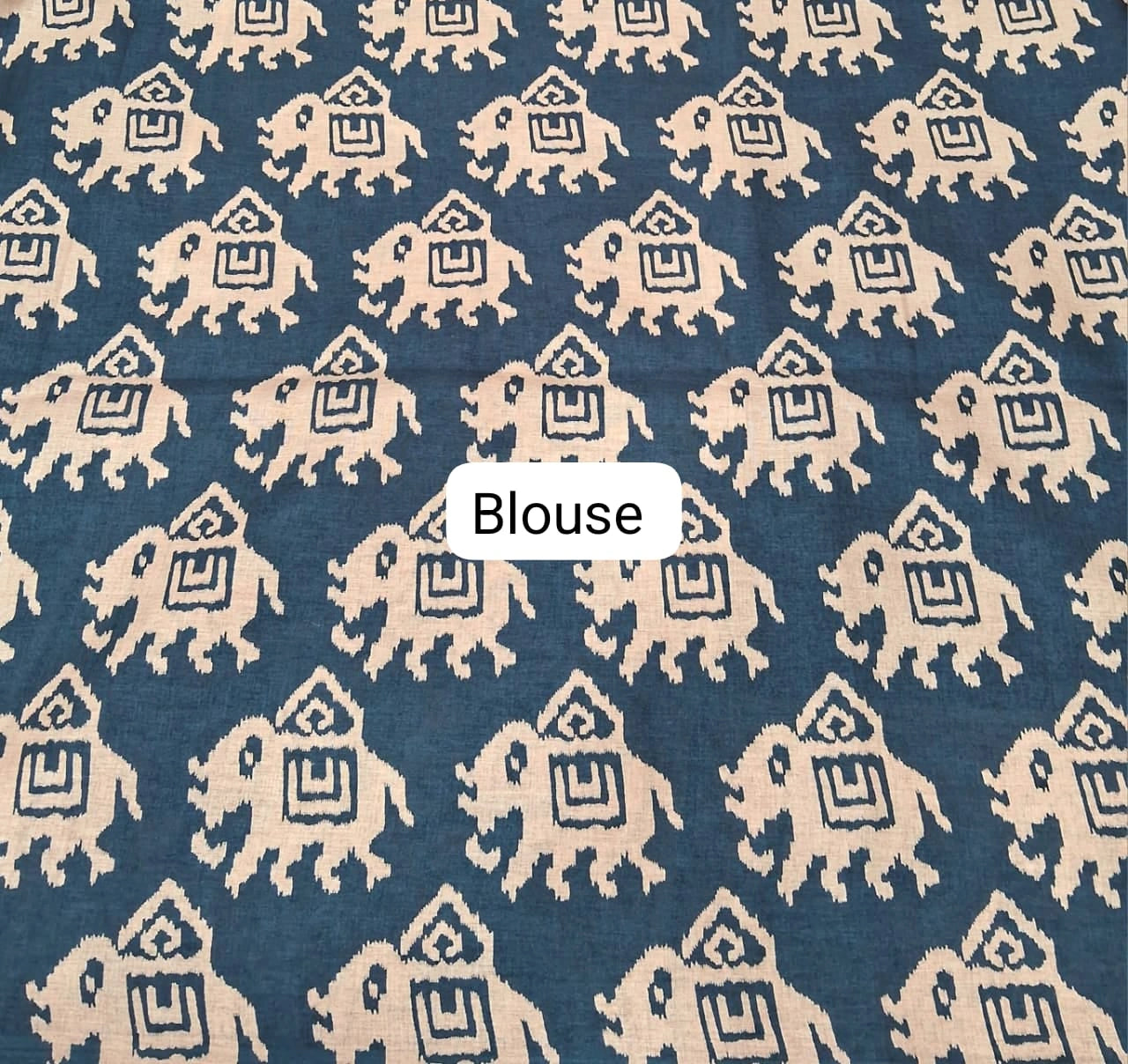 Dark Navy Blue Tussar Saree Blouse