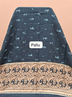 Dark Navy Blue Tussar Saree Pallu