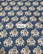 Navy Blue Tussar Saree Blouse