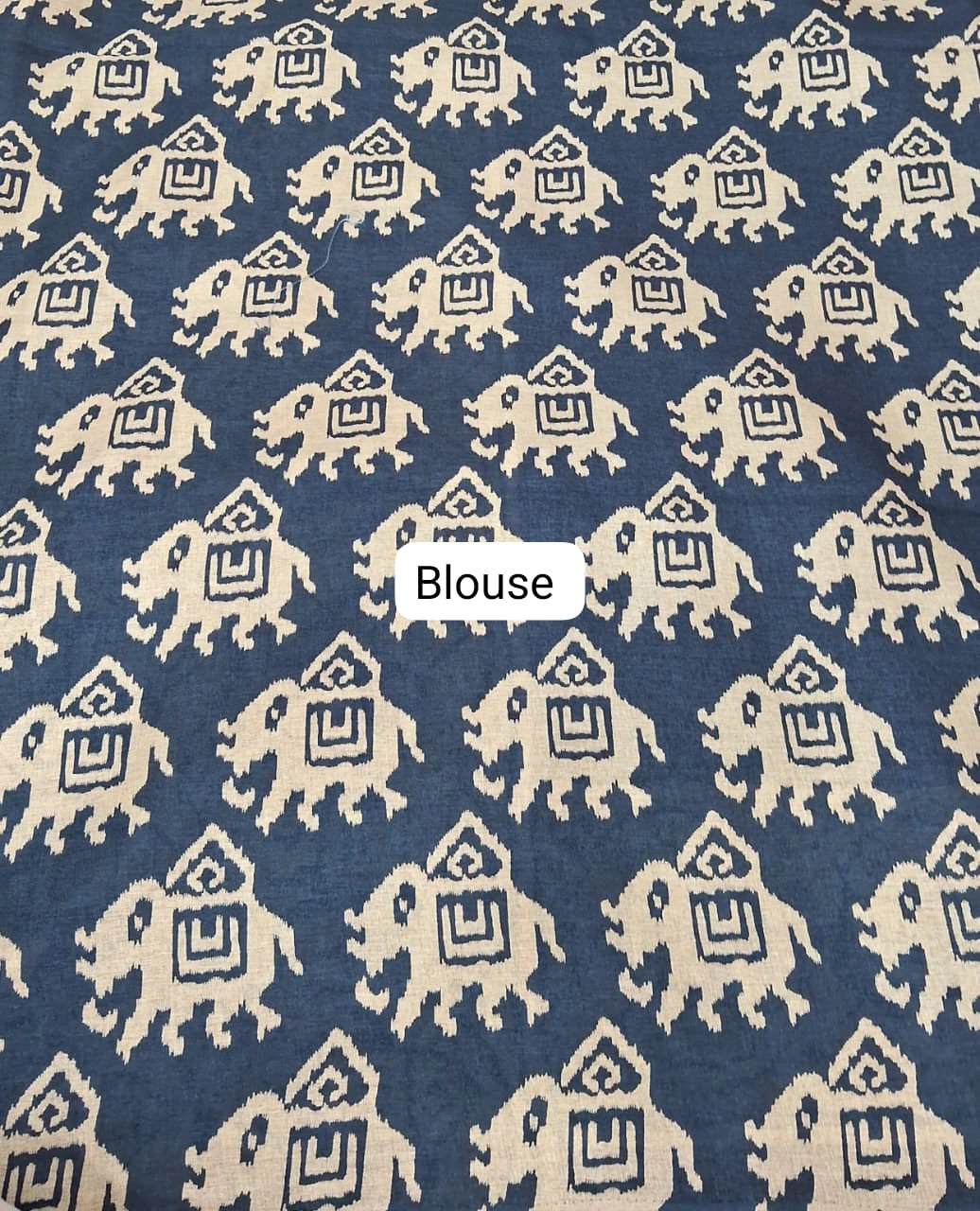 Navy Blue Tussar Saree Blouse