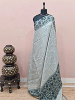 Light Mint Blue Tussar Saree