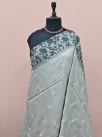 Light Mint Blue Tussar Saree 1