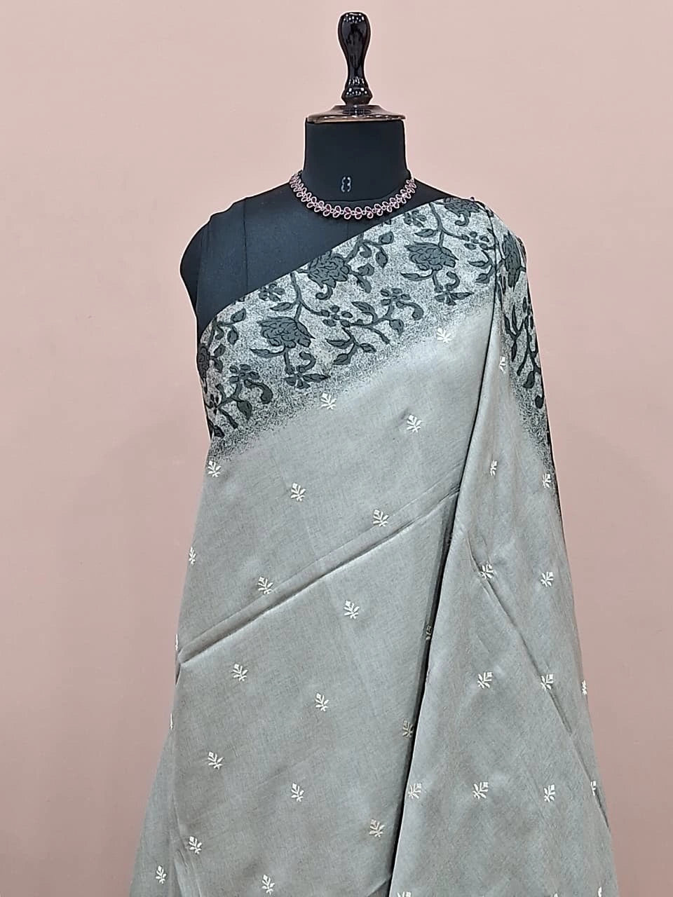 Light Mint Blue Tussar Saree 1
