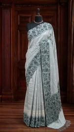 Light Mint Blue Tussar Saree
