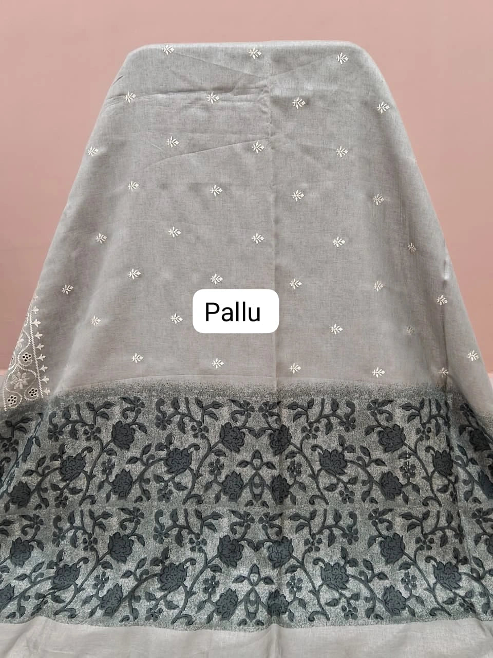 Light Mint Blue Tussar Saree Pallu