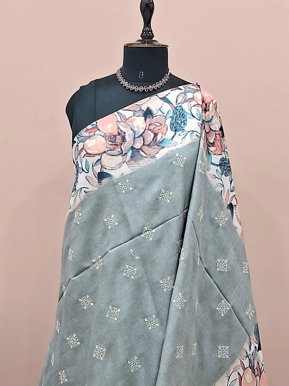 Grey Tussar Saree 1