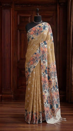 Light Mustard Yellow Tussar Saree