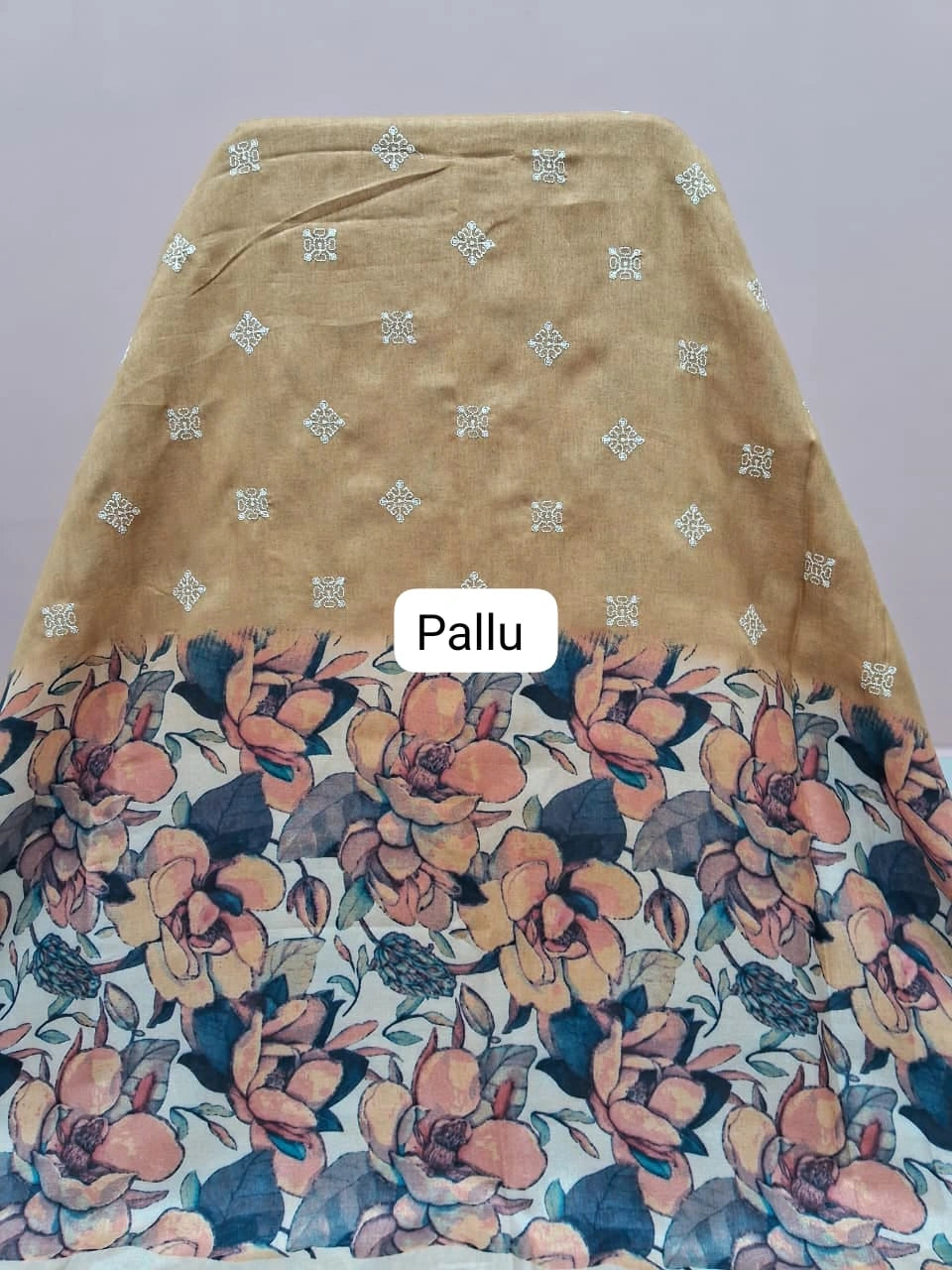 Light Mustard Yellow Tussar Saree pallu