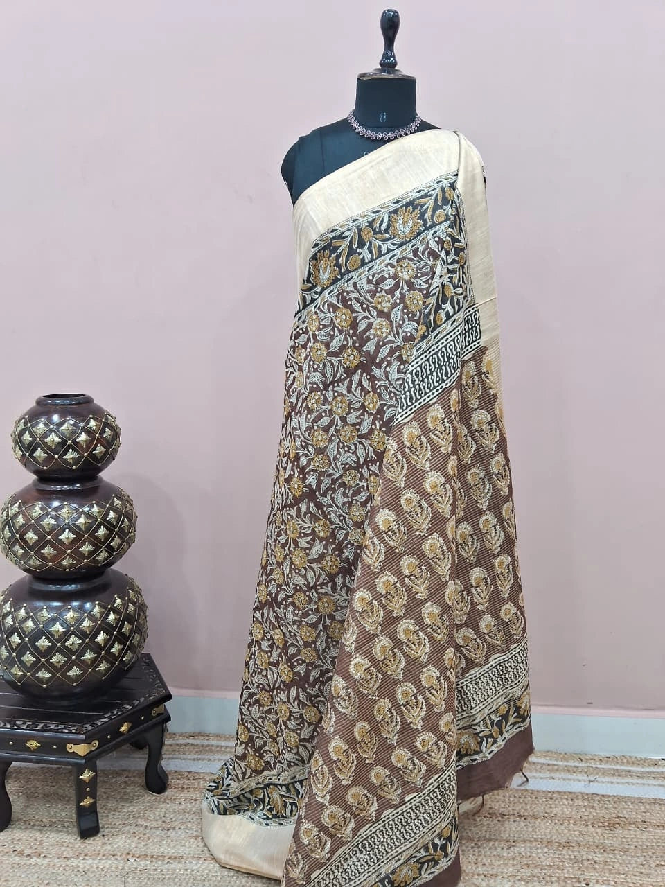 Brown Linen Saree 